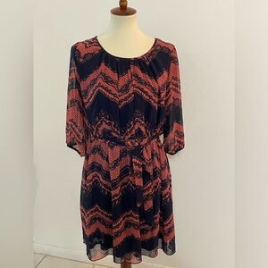 Enfocus‎ Women Office Dress * Lace Look * Blue and Salmon * Lined